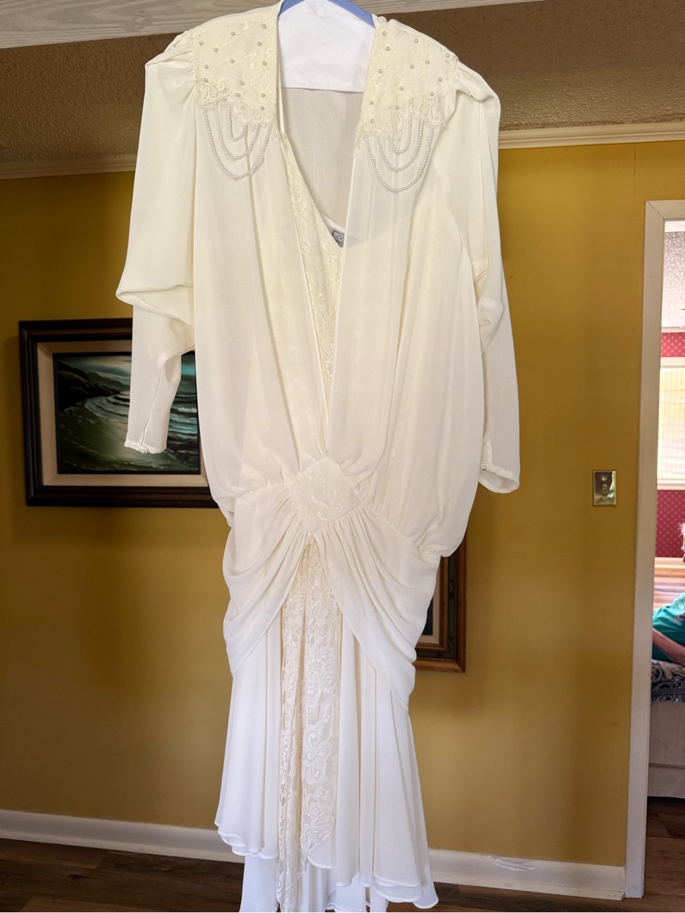 Casadei Cream Ivory Draped Beaded Prom Dress